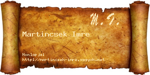 Martincsek Imre névjegykártya